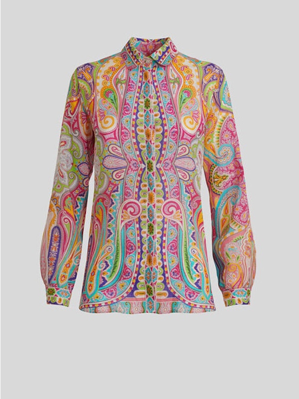 Etro Milano paisley long sleeve ramie button up top